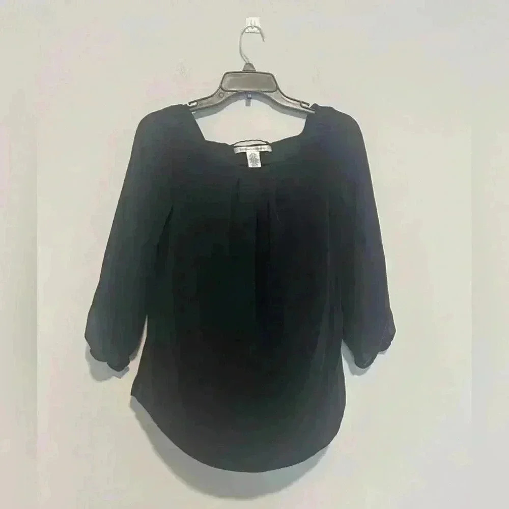 Diane Von Furstenberg Womens Silk Blouse Black Size 6